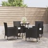 vidaXL Patio Bistro Set with Cushions Black and White Poly Rattan - 4 Piece - 2 of 4