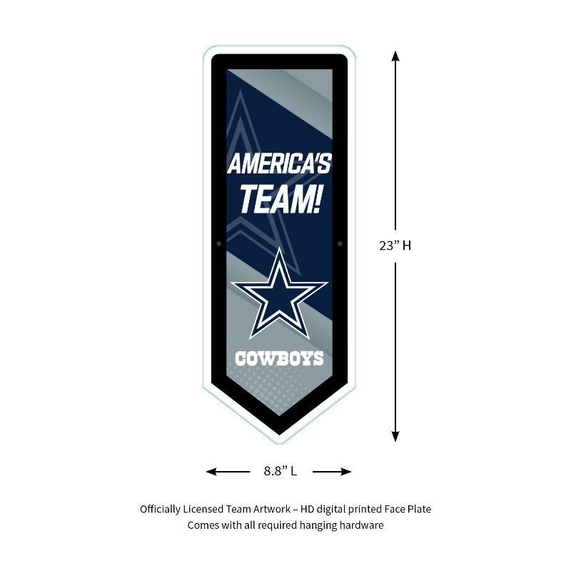 Evergreen Ultra-Thin Glazelight LED Wall Decor, Pennant, Dallas Cowboys- 9 x 23 Inches Made In USA, 2 of 7