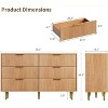 Drawer Dresser, Modern Natural Fluted Dresser for Bedroom, Wood Chest of Drawers Nightstand with Metal Handles & Legs - 3 of 4