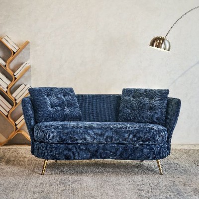 CAVINAS Upholstered Loveseat Sofa, 2-Seat Sofa Couch with Golden Metal Legs, for Living Room, Bedroom, Apartment