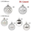 Every Day is Christmas 76 Count Glass Christmas Ball Ornaments for Christmas Trees, Elegant Premium Variety Set of Holiday Decorations (Silver) - 2 of 4