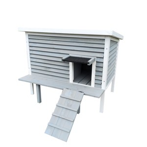 Outdoor Breathable Cat House,Wooden Small Pet House With Door And Solid Wood Inner Floor,Porch Elevated Cat Shelter-Cuddlewood - 1 of 4