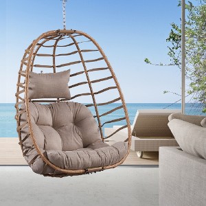 Outdoor Patio Wicker Hanging Chair Hammock Swing Chair - 1 of 4