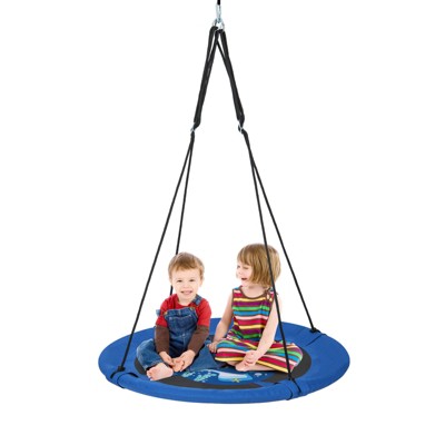 Infans Tree Swing Saucer, Flying Saucer Swing with 2 Carabiners, Adjustable Hanging Ropes, Waterproof Oxford Fabric, Blue-Whale Pattern