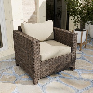EAGLE PEAK Harbor Haven Hand-Woven Wicker Patio Chair with All Weather Resistant Deep Seat & Wide Rattan, Patio Furniture Chairs - 1 of 4