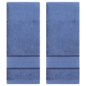 REGALWOVEN Bathroom Decorative Cotton Soft Absorbent Sold Striped Hand Towel 14" x 30" 2 Pcs - 1 of 4