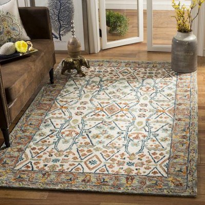 Aspen Blue Floral Hand-Tufted Wool Area Rug - 4' x 6'