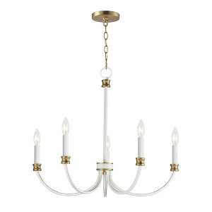 Maxim Lighting Charlton 5 - Light Chandelier in  Weathered White/Gold Leaf - 1 of 4