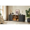 Ridstar 64 in. W Wooden Rounded Storage Cabinet with Aluminum Door For Entryway, Living Room & Bedroom-Black - 3 of 4