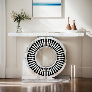 Hommoo 43-Inch Modern Mirrored Console Table Silver - 1 of 4