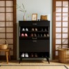 Hooseng Wooden Shoe Cabinet with 2 Flip Drawers, Modern Shoe Storage Organizer Unit with Adjustable Panel, Holds 12 Pairs of Shoes, Freestanding - 3 of 4