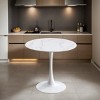 24" Modern Round Dining Table, Black Tulip Kitchen Table with MDF Top and Metal Pedestal Base, Small Coffee Table for Living Room-The Pop Home - 2 of 4