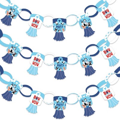 Big Dot of Happiness Pawty Like a Puppy - 90 Chain Links & 30 Paper Tassels Decor Kit - Dog Baby Shower or Birthday Party Paper Chains Garland - 21 ft