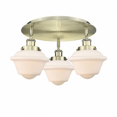 Oxford - 3 Light Flush Mount In Art Deco Style-8 Inches Tall and 18.25 Inches Wide