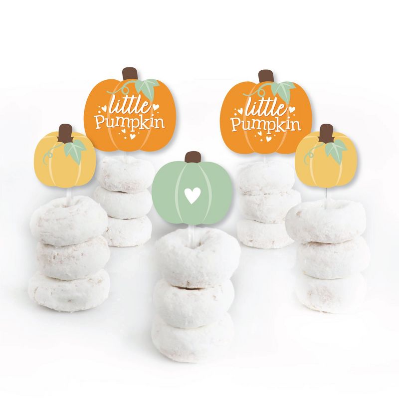 Big Dot of Happiness Little Pumpkin - Dessert Cupcake Toppers - Fall Birthday Party or Baby Shower Clear Treat Picks - Set of 24, 2 of 8