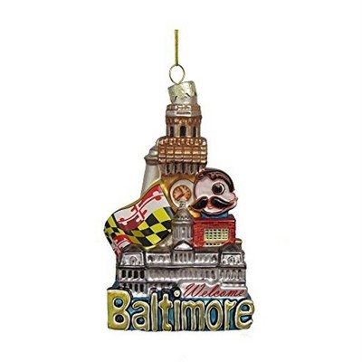 Kurt Adler Glass Ornament for Christmas Tree, Baltimore Cityscape