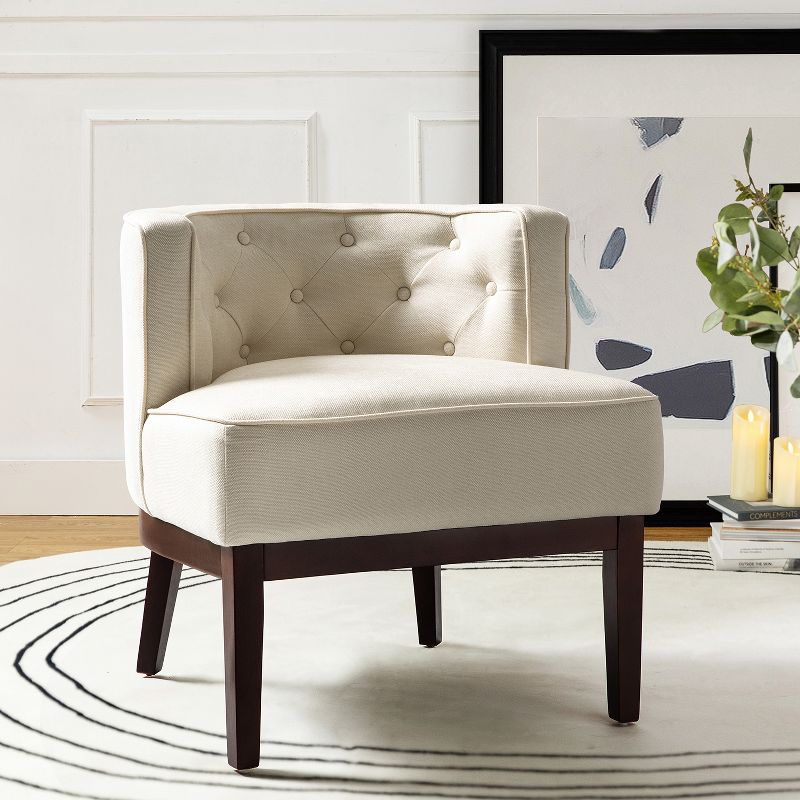 Renaud Upholstered Barrel Chair with solid wood legs | ARTFUL LIVING DESIGN, 2 of 12