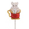 17.25 In Tea Time Mice Set/2 Stakes Peppermint Cup Decorative Garden Stakes - 2 of 3