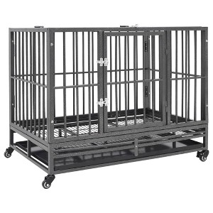 vidaXL Dog Cage with Wheels Steel 40.2 in.x28.3 in.x33.5 in. - 1 of 4