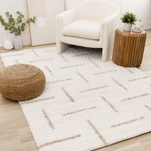 Rug Branch Contemporary Stripes, Tonal/Solid Cream Indoor Area Rug - 1 of 4