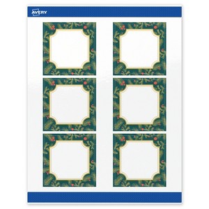 Avery Labels, 3" x 3", Gold-Teal Berries, Glossy, 60ct - 1 of 4