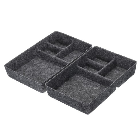 Unique Bargains 4 Compartments Desk Felt Drawers Organizer 2 Pcs Dark ...