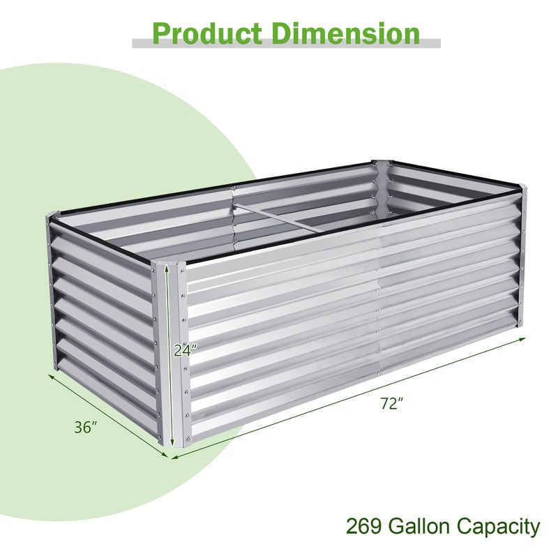 Costway Raised Garden Bed Large Metal Planter Box Kit for Vegetable Herb 6' x 3' x 2', 3 of 11
