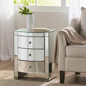 Mirrored Nightstand, Modern Side Table With 3 Drawers, Transparent Desktop, Bedside Table Chest Of Drawers - 1 of 4