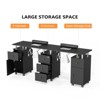 Karlhome 72.6 in. Black MDF 5-Drawer Double Manicure Table with Cabinet, Doors, Electric Dust Collector - 4 of 4