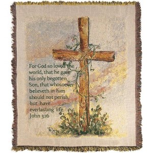 Manual Woodworks and Weavers Religious Tapestry Throw Blanket – Cross & Verse, 50 × 60 - 1 of 3