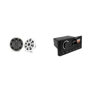 Kicker KM65 6.5-Inch (165mm) Marine Coaxial Speakers with 3/4-Inch (20mm) Tweeters, 4-Ohm, Charcoal and White Grilles , Bundled with MS-RA670 Apoll... - 1 of 4