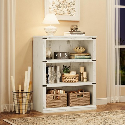 3 Tier Bookcase, Farmhouse Book Shelf with Storage, 40 Inch Tall Open Display Bookshelves