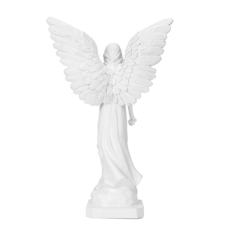 Techko Maid Resin/ABS Angel with Open Wings Statue with Solar Spotlight White, 5 of 10