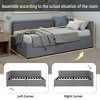 CAVINAS Twin Size L-Shape Corner Bed Frame with 2 Storage Drawers,Linen Upholstered Daybed for Kids Room,Bedroom - 4 of 4