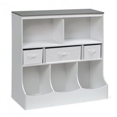 Badger Basket Woodgrain Combo Bin Storage Unit with Three Baskets