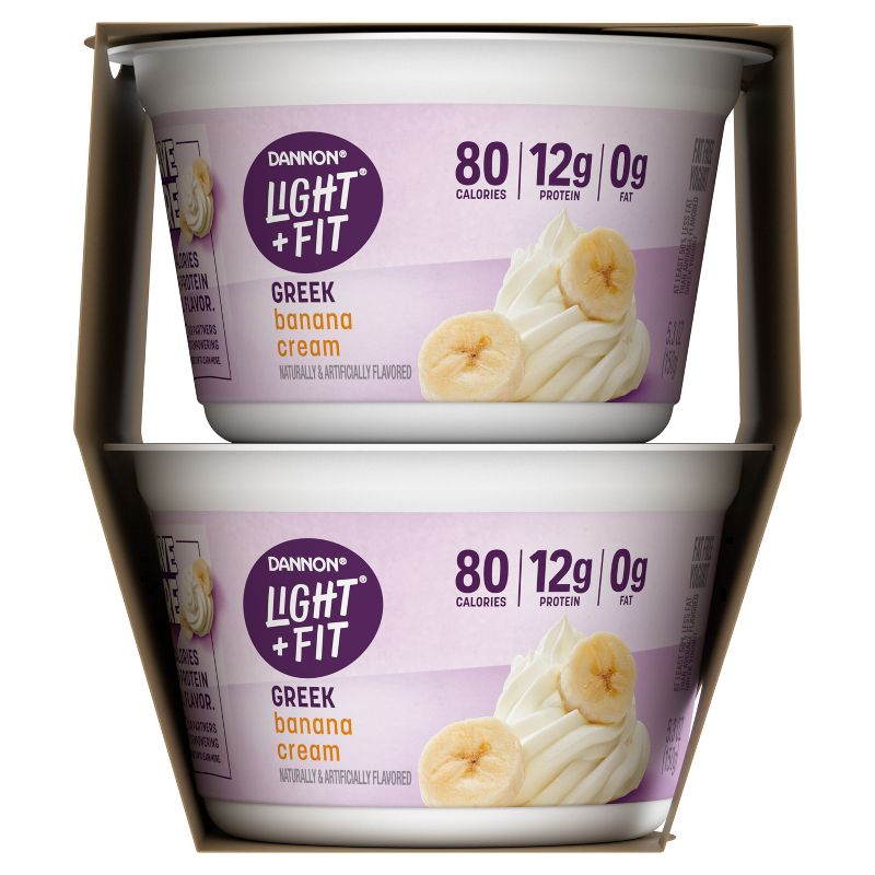 Light + Fit Nonfat Gluten-Free Banana Cream Greek Yogurt - 4ct/5.3oz Cups, 6 of 9