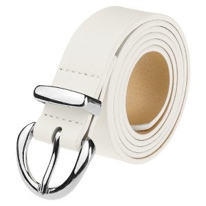 INSPIRE CHIC Women Faux Leather 1.0" Wide Waist Belts with Silver Buckle for Jeans Pants Dresses - 1 of 4