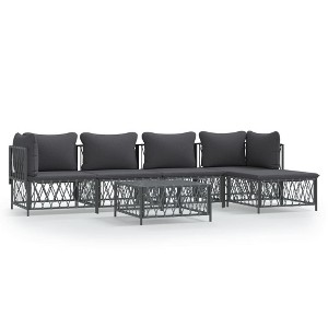vidaXL Anthracite Steel Patio Lounge Set with Thick Cushions and Modular Design for Outdoor Living Space - 1 of 4
