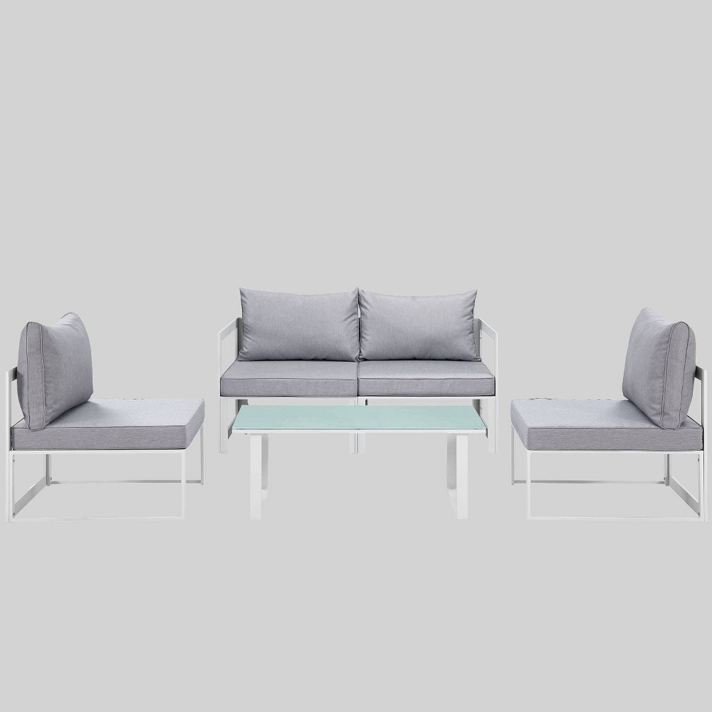 Fortuna 5pc Outdoor Patio Sectional Set Gray Modway