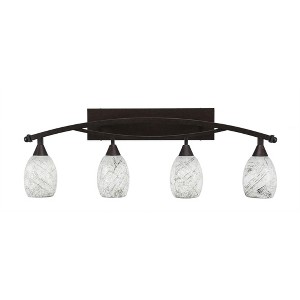 Toltec Lighting Bow 4 - Light Vanity in  Bronze with 5" Natural Fusion Shade - 1 of 1