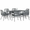 vidaXL Patio Dining Set with Cushions Outdoor Dining Furniture Poly Rattan Glass - Gray 63" x 31.5" x 29.1" 6 Pieces - 2 of 4