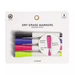 U Brands 4ct Dry Erase Medium Point Markers