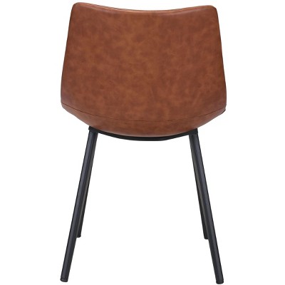 Vintage Brown Faux Leather Upholstered Dining Side Chair Set