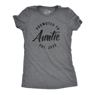Womens Promoted To Auntie 2023 2022 2021 Tshirt Funny New Baby Family Graphic Tee - Crazy Dog Women's T Shirt