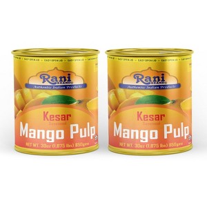 Mango Pulp Puree (Makes Mango Lassi Shakes) Kesar Sweetened - 30oz (1.875lbs) 850g Pack of 2 - Rani Brand Authentic Indian Products - 1 of 4