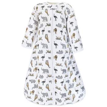 Hudson Baby Unisex Baby Long Sleeve Muslin Sleeping Bag, Wearable Blanket, Sleep Sack, Modern Safari