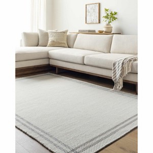 Hauteloom Nimue Cream & Charcoal Bordered Wool Rug - 1 of 4