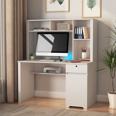 NicBex Home Office Desk 51" L Morden Wooden Executive Desk with Drawer, Cabinet, Open Storage Shelves for Office, Study, Living Room