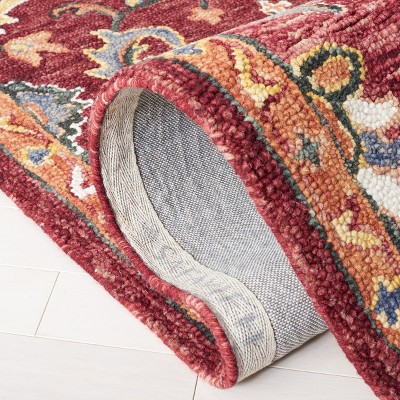Handmade Rustic-Chic Round Red Wool Tufted Rug - 5' Diameter