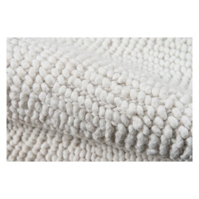 Ivory Herringbone 5' x 8' Handmade Wool and Synthetic Area Rug